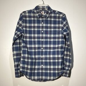 Levi's Men's Blue Plaid Button Down Button Long Sleeves Shirt